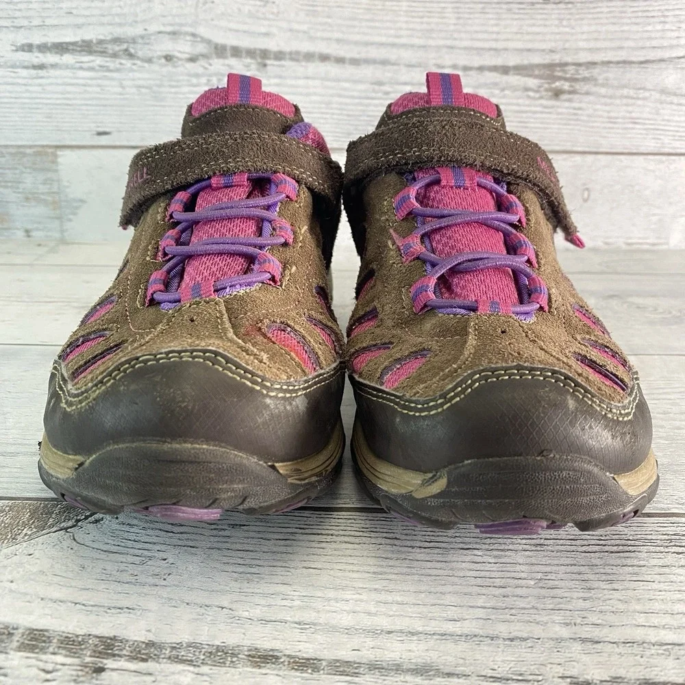 MERRELL Shoes Boys 3W Brown Pink Hiking Outdoor Performance Footwear Sneakers